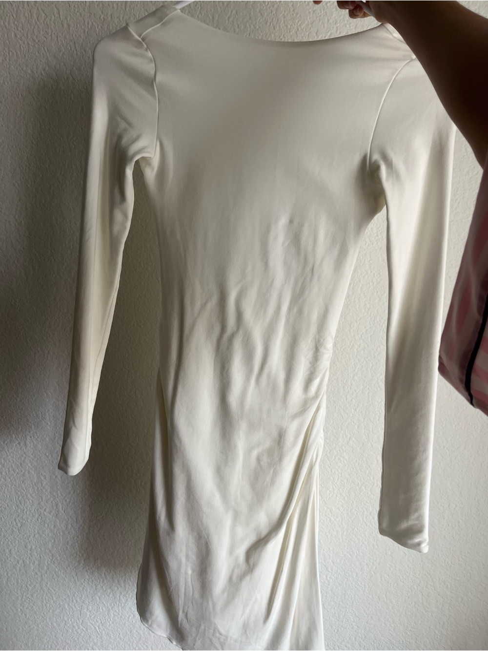 Oh Polly Cream Long Sleeve Bodycon Dress